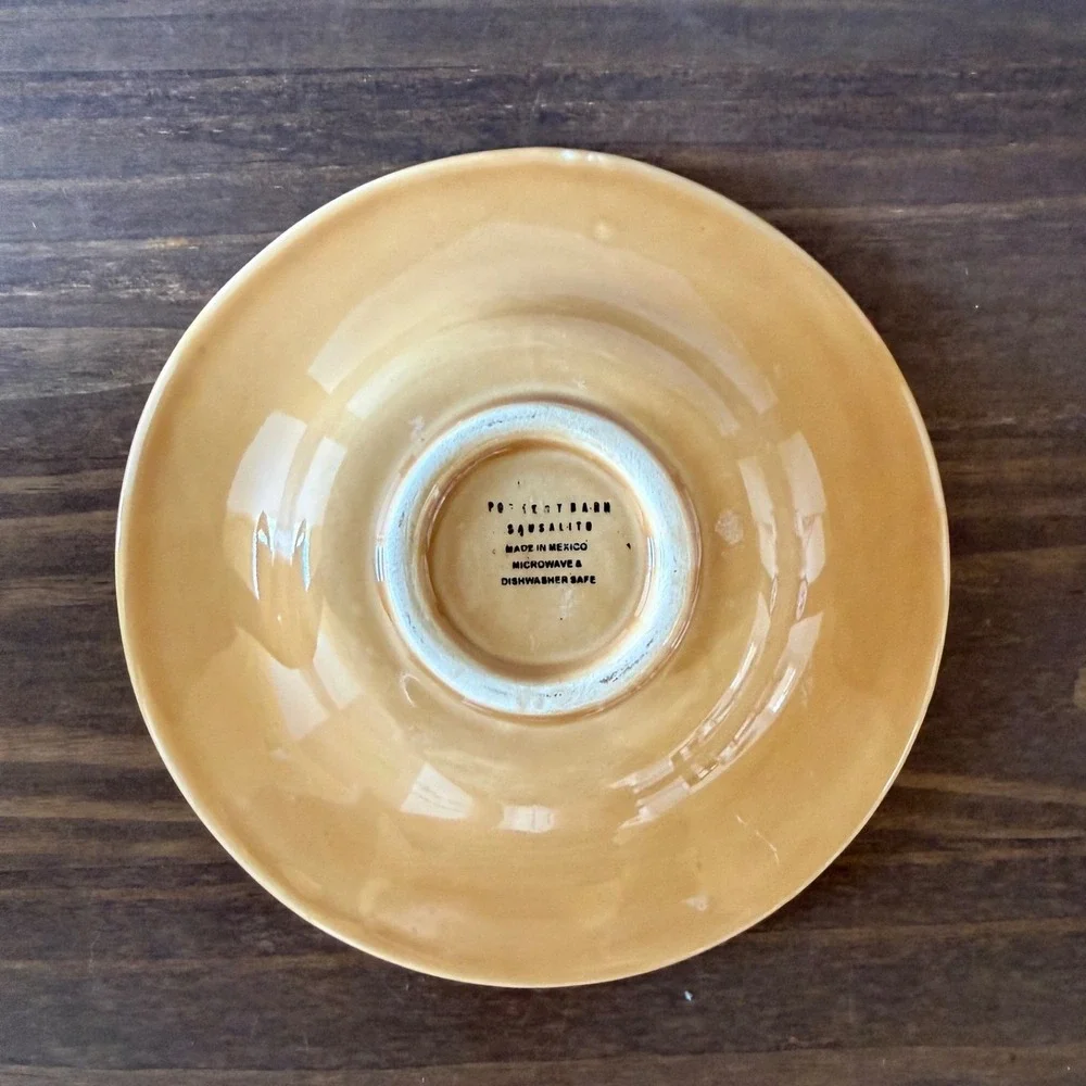 Vintage Pottery‎ Barn Sausalito Amber Espresso Cup Saucer Set 8pc Mexico